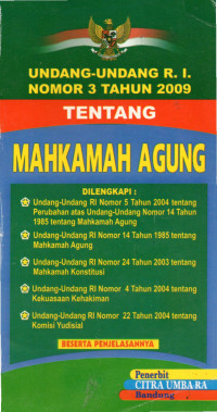 Image of Undang-Undang RI Nomor 3 Tahun 2009 Tentang Mahkamah Agung.